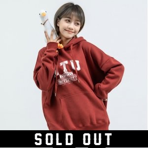 NTU校門美式學院風落肩帽T_復古磚紅(已完售)