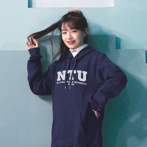 NTU經典款刷毛帽T_深藍