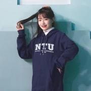 NTU經典款刷毛帽T_深藍