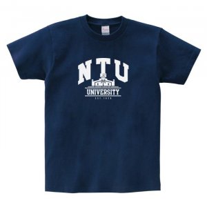 NTU校門美式學院風純棉短T_深藍
