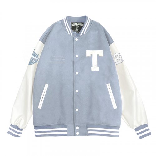 NTU美式經典棒球外套_灰藍