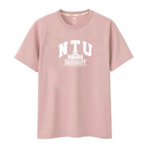 NTU校門美式學院風純棉短T_乾燥玫瑰粉
