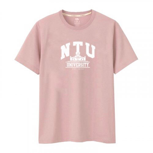 【2024新品上市】NTU校門美式學院風純棉短T_乾燥玫瑰粉