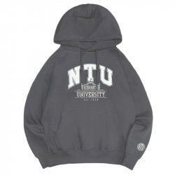 NTU立體毛巾繡校門落肩帽T_摩卡灰