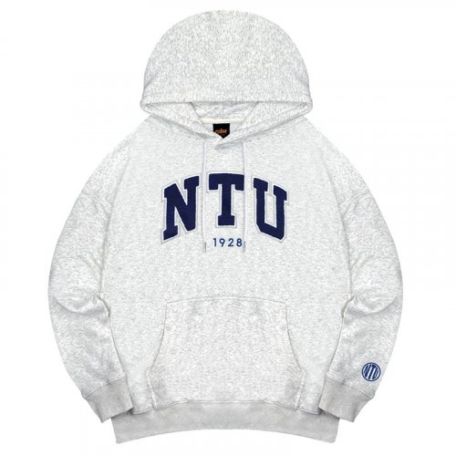 【現貨30件】NTU立體毛巾繡落肩帽T_麻花白