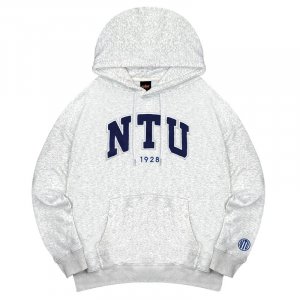 NTU立體毛巾繡落肩帽T_麻花白