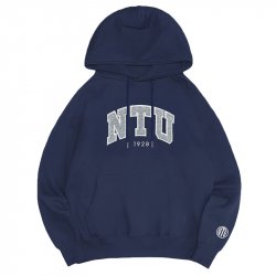 NTU立體毛巾繡落肩帽T_經典藍