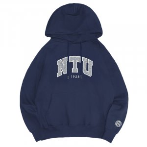NTU立體毛巾繡落肩帽T_經典藍