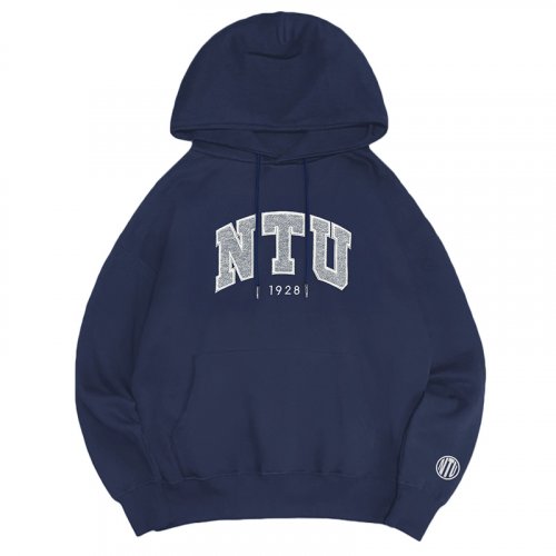 NTU立體毛巾繡落肩帽T_經典藍