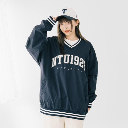 【售完不補】NTU美式電繡滑面V領大學T_深藍 【售完不補】NTU美式電繡滑面V領大學T_深藍
