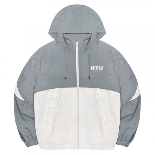 【最後30件，售完不補】NTU韓系拼接唰唰感運動夾克(可拆帽)_大象灰