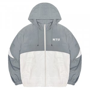 【最後30件，售完不補】NTU韓系拼接唰唰感運動夾克(可拆帽)_大象灰