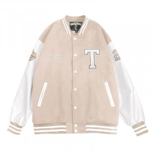 【最後3件，售完不補】NTU美式經典棒球外套_米白