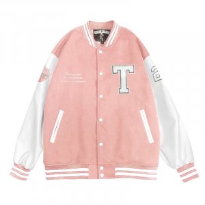 【限量現貨，售完不補】NTU美式經典棒球外套_粉紅