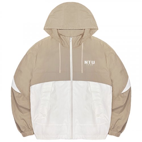 NTU韓系拼接唰唰感運動夾克(可拆帽)_卡其
