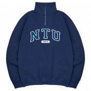 NTU經典款美式立領拉鍊大學T_深藍