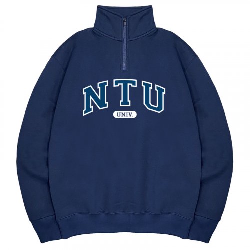 NTU經典款美式立領拉鍊大學T_深藍