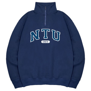NTU經典款美式立領拉鍊大學T_深藍