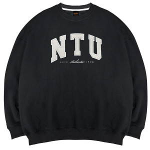 【最後30件,售完不補】NTU立體電繡落肩大學T_經典黑