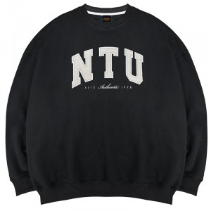 【最後30件,售完不補】NTU立體電繡落肩大學T_經典黑