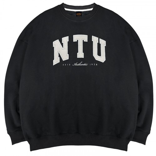 【最後30件,售完不補】NTU立體電繡落肩大學T_經典黑 【最後30件,售完不補】NTU立體電繡落肩大學T_經典黑