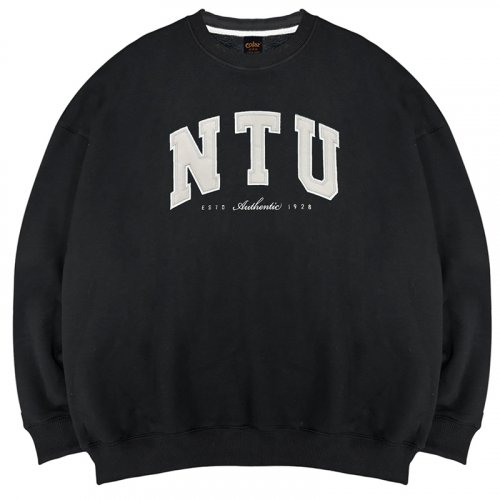 NTU立體電繡落肩大學T_經典黑