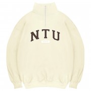 【最後25件，售完不補】NTU經典款美式立領拉鍊大學T_奶油白