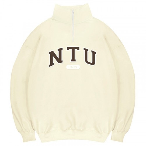 【最後25件,售完不補】NTU經典款美式立領拉鍊大學T_奶油白 【最後25件,售完不補】NTU經典款美式立領拉鍊大學T_奶油白
