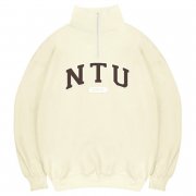 NTU經典款美式立領拉鍊大學T_奶油白