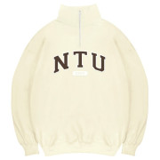 【最後25件，售完不補】NTU經典款美式立領拉鍊大學T_奶油白