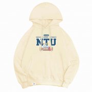 【預購至11/9，12/8陸續出貨】dtto friends合作款_NTU校門限定款_腸太郎＆好鴨落肩帽T_奶油白