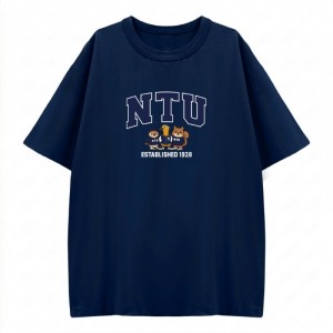 【2026新品上市】NTU臺大萌三寶寬版短T_深藍
