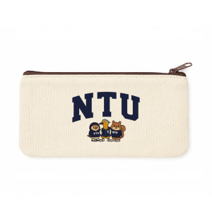 【新品上市】NTU萌三寶帆布筆袋_米白