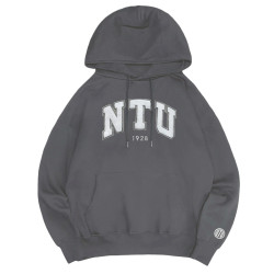 NTU立體毛巾繡落肩帽T_摩卡灰