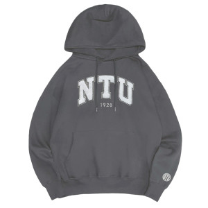 NTU立體毛巾繡落肩帽T_摩卡灰