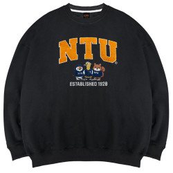 NTU立體毛巾繡萌三寶落肩大學T_經典黑