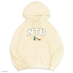 【預購至10/5，11/4陸續出貨】NTU遇見JOGUMAN落肩帽T_奶油白